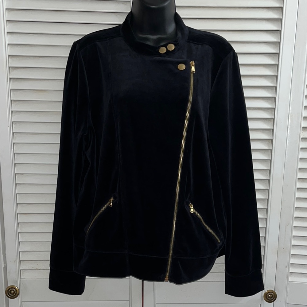 Lauren Ralph Lauren Velvet Moto Jacket Polo Black
